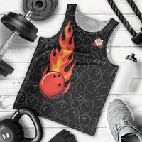 Flaming Bowling Ball Men Tank Top with Strike Explosion and Funny Quote Graphic on Bowling - Wonder Print Shop