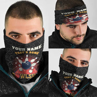 Flaming Bowling Ball Neck Gaiter with Strike Explosion and Funny Quote Graphic on Bowling TS04