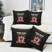 Flaming Bowling Ball Pillow Cover with Strike Explosion and Funny Quote Graphic on Bowling - Wonder Print Shop