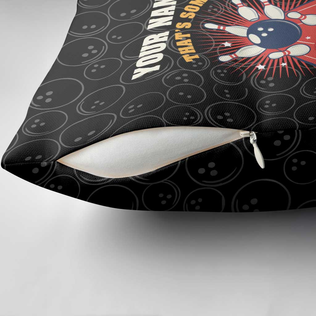 Flaming Bowling Ball Pillow Cover with Strike Explosion and Funny Quote Graphic on Bowling - Wonder Print Shop
