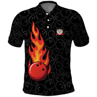 Flaming Bowling Ball Polo Shirt with Strike Explosion and Funny Quote Graphic on Bowling - Wonder Print Shop