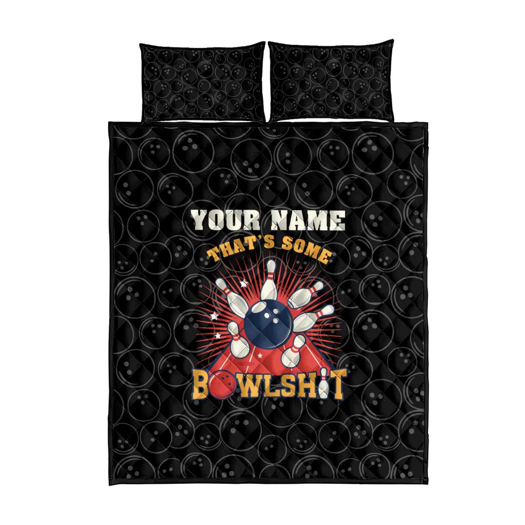 Flaming Bowling Ball Quilt Bed Set with Strike Explosion and Funny Quote Graphic on Bowling - Wonder Print Shop