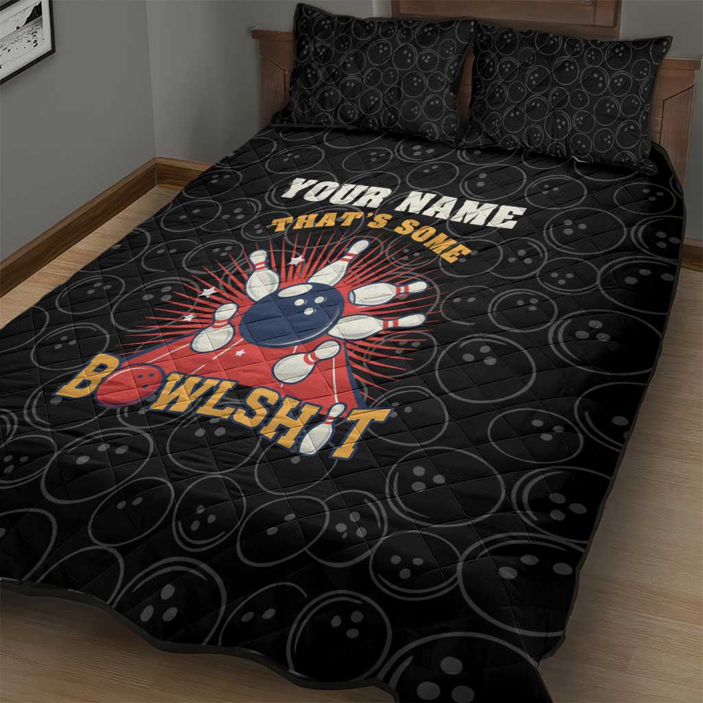 Flaming Bowling Ball Quilt Bed Set with Strike Explosion and Funny Quote Graphic on Bowling - Wonder Print Shop