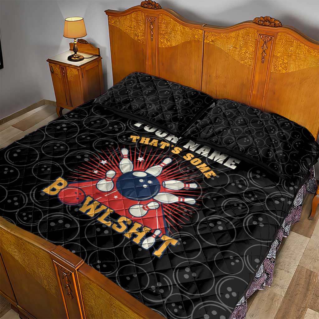 Flaming Bowling Ball Quilt Bed Set with Strike Explosion and Funny Quote Graphic on Bowling - Wonder Print Shop