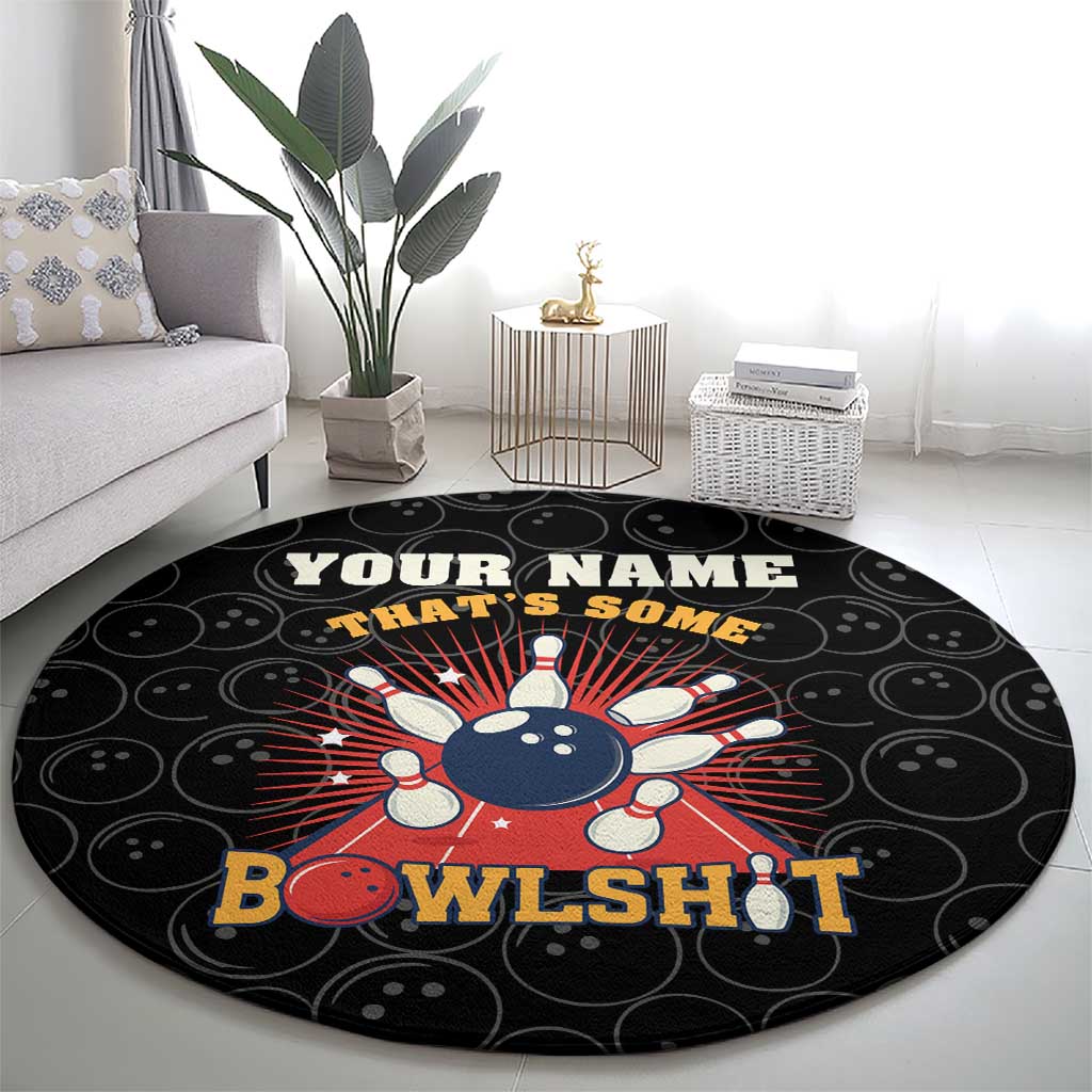 Flaming Bowling Ball Round Carpet with Strike Explosion and Funny Quote Graphic on Bowling - Wonder Print Shop