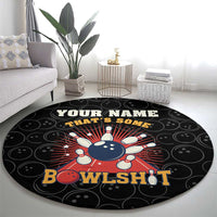 Flaming Bowling Ball Round Carpet with Strike Explosion and Funny Quote Graphic on Bowling - Wonder Print Shop