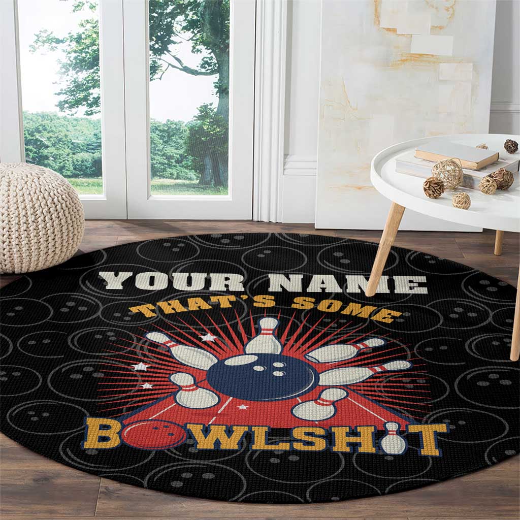 Flaming Bowling Ball Round Carpet with Strike Explosion and Funny Quote Graphic on Bowling - Wonder Print Shop