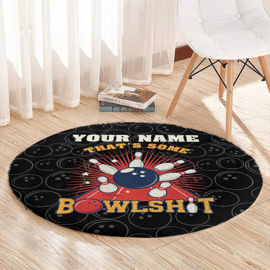 Flaming Bowling Ball Round Carpet with Strike Explosion and Funny Quote Graphic on Bowling - Wonder Print Shop