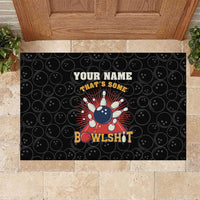 Flaming Bowling Ball Rubber Doormat with Strike Explosion and Funny Quote Graphic on Bowling - Wonder Print Shop