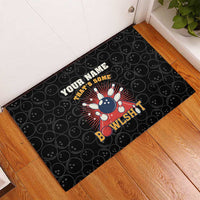 Flaming Bowling Ball Rubber Doormat with Strike Explosion and Funny Quote Graphic on Bowling - Wonder Print Shop
