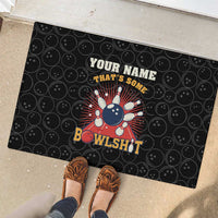 Flaming Bowling Ball Rubber Doormat with Strike Explosion and Funny Quote Graphic on Bowling - Wonder Print Shop