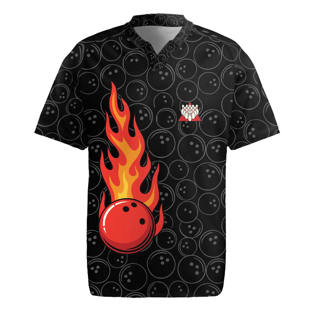 Flaming Bowling Ball Rugby Jersey with Strike Explosion and Funny Quote Graphic on Bowling - Wonder Print Shop