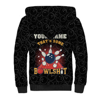 Flaming Bowling Ball Sherpa Hoodie with Strike Explosion and Funny Quote Graphic on Bowling - Wonder Print Shop
