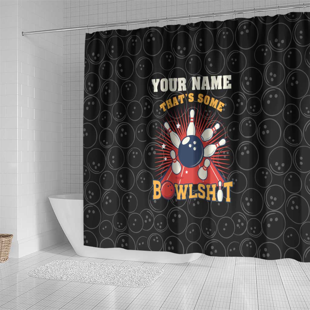 Flaming Bowling Ball Shower Curtain with Strike Explosion and Funny Quote Graphic on Bowling - Wonder Print Shop