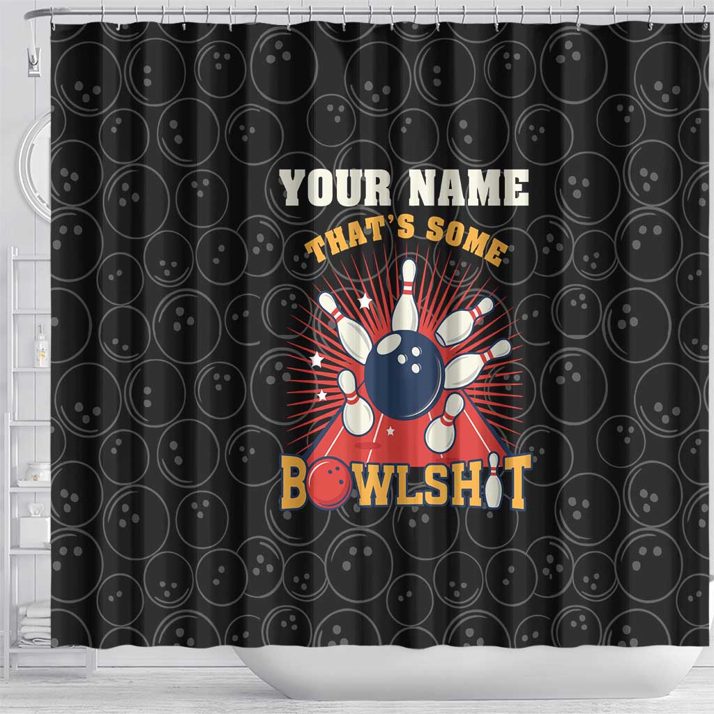 Flaming Bowling Ball Shower Curtain with Strike Explosion and Funny Quote Graphic on Bowling - Wonder Print Shop