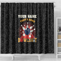 Flaming Bowling Ball Shower Curtain with Strike Explosion and Funny Quote Graphic on Bowling - Wonder Print Shop