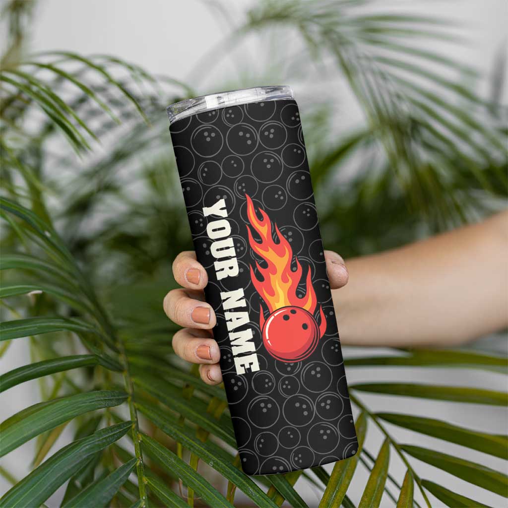 Flaming Bowling Ball Skinny Tumbler with Strike Explosion and Funny Quote Graphic on Bowling - Wonder Print Shop