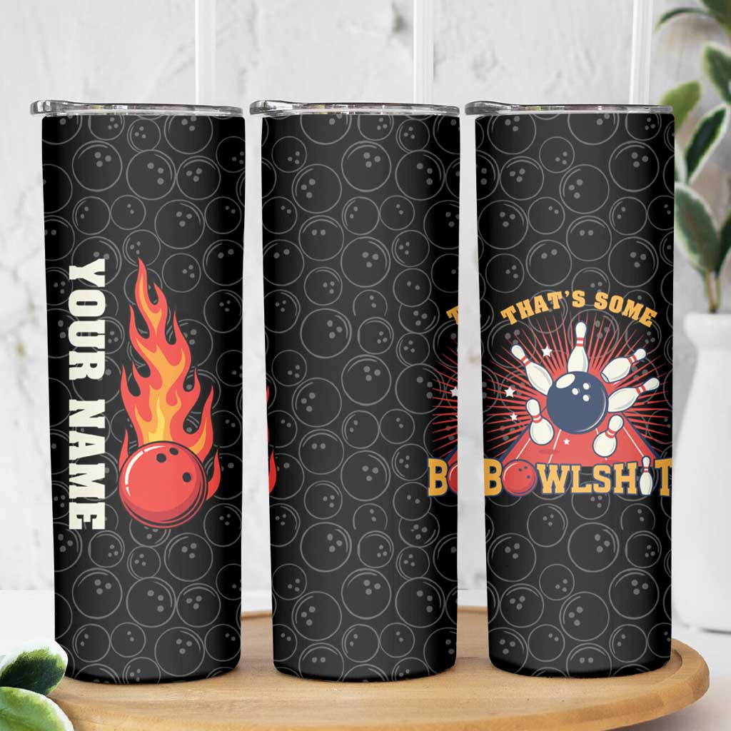 Flaming Bowling Ball Skinny Tumbler with Strike Explosion and Funny Quote Graphic on Bowling - Wonder Print Shop