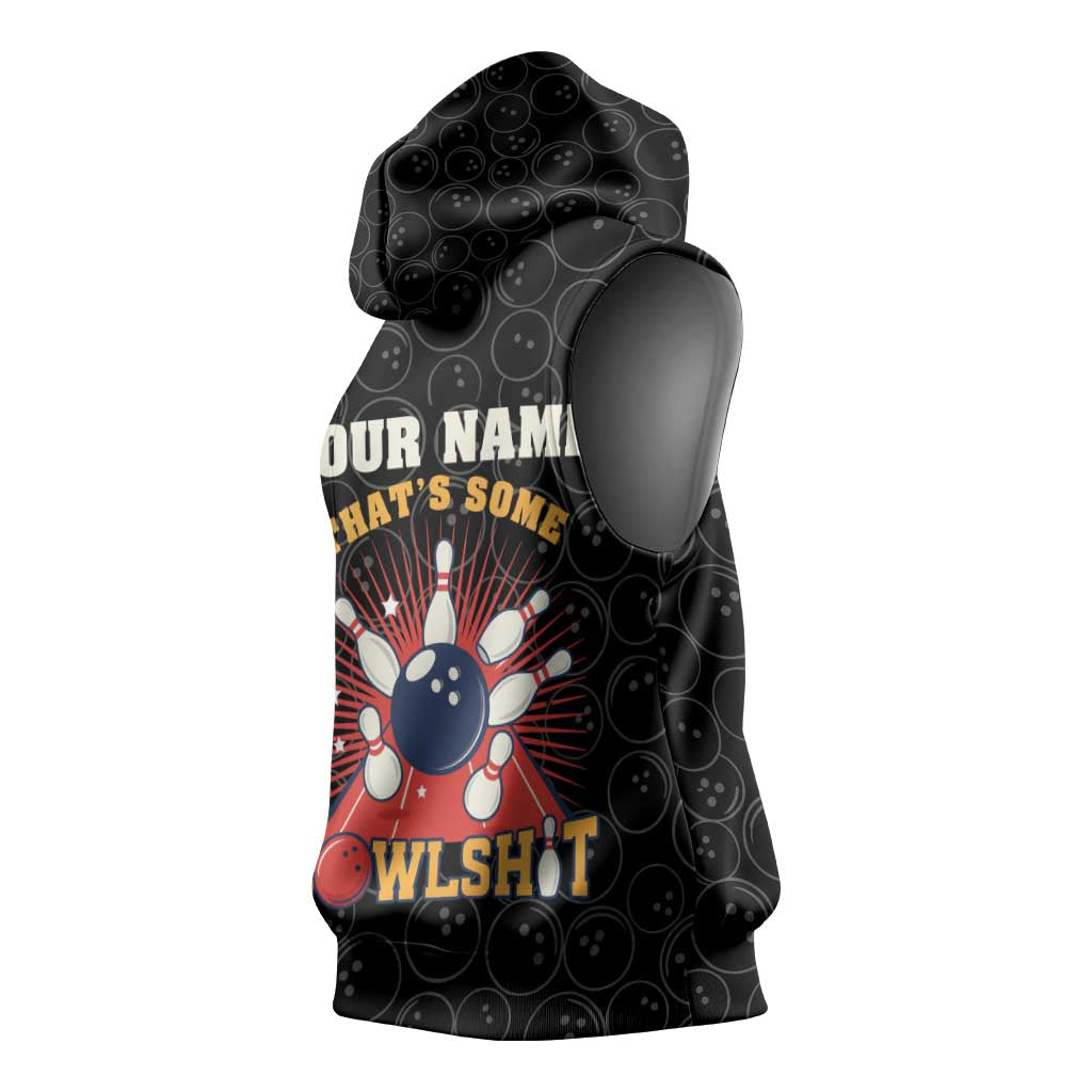 Flaming Bowling Ball Sleeveless Hoodie with Strike Explosion and Funny Quote Graphic on Bowling - Wonder Print Shop