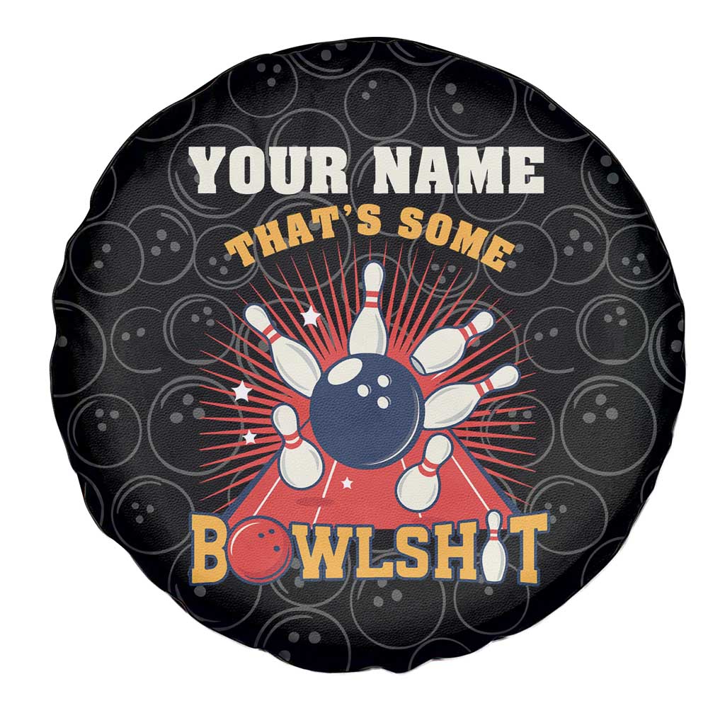 Flaming Bowling Ball Spare Tire Cover with Strike Explosion and Funny Quote Graphic on Bowling - Wonder Print Shop