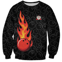 Flaming Bowling Ball Sweatshirt with Strike Explosion and Funny Quote Graphic on Bowling - Wonder Print Shop
