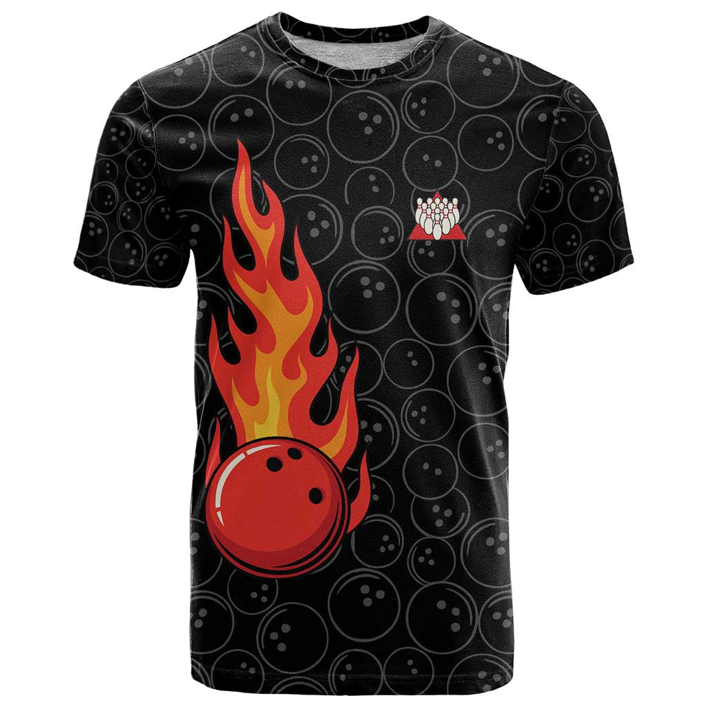 Flaming Bowling Ball T Shirt with Strike Explosion and Funny Quote Graphic on Bowling - Wonder Print Shop