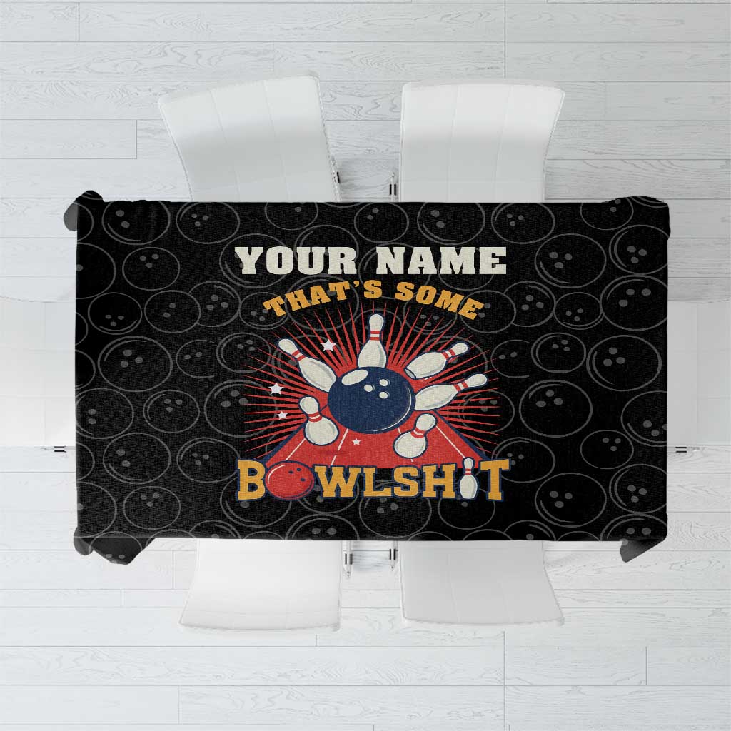 Flaming Bowling Ball Tablecloth with Strike Explosion and Funny Quote Graphic on Bowling - Wonder Print Shop