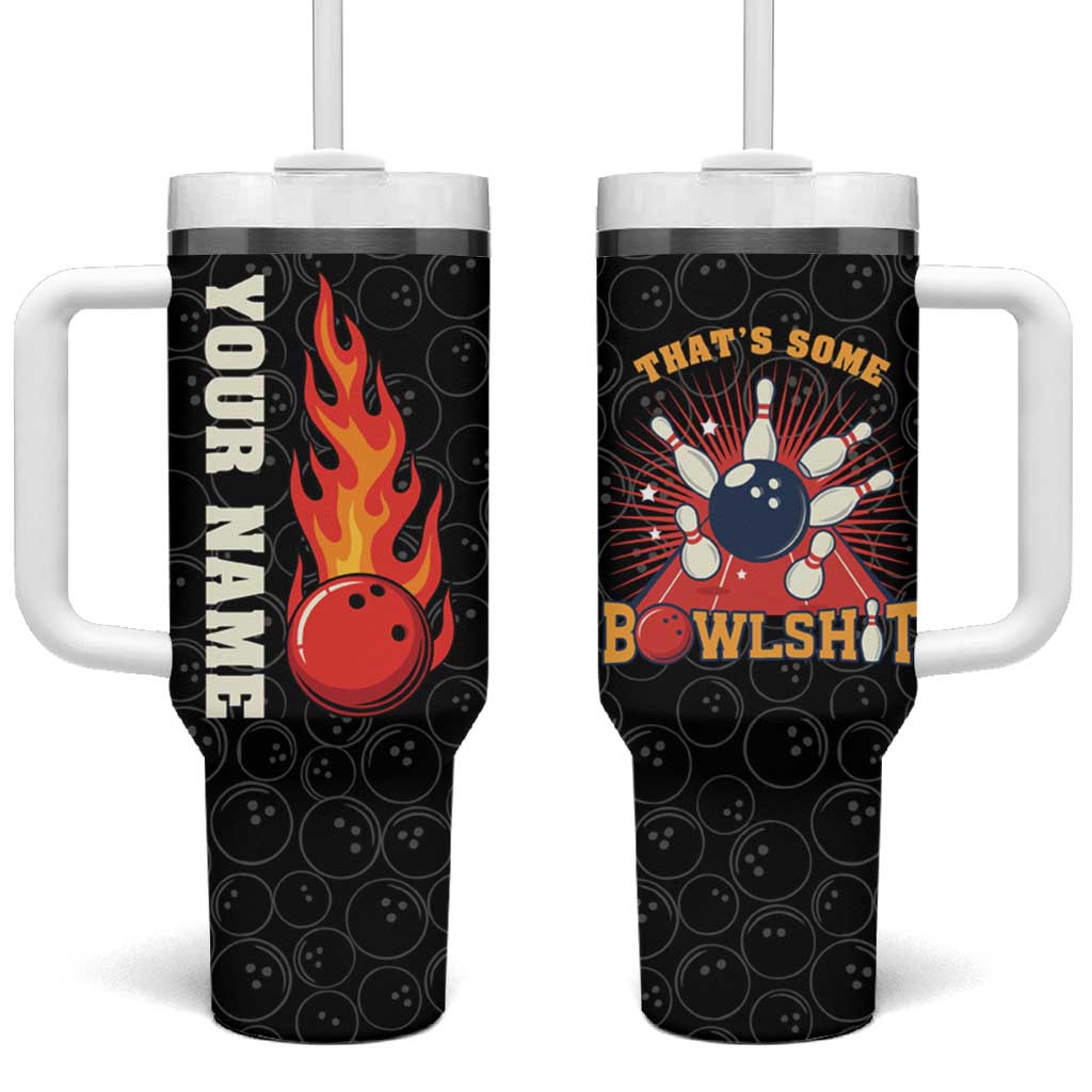 Flaming Bowling Ball Tumbler With Handle with Strike Explosion and Funny Quote Graphic on Bowling - Wonder Print Shop