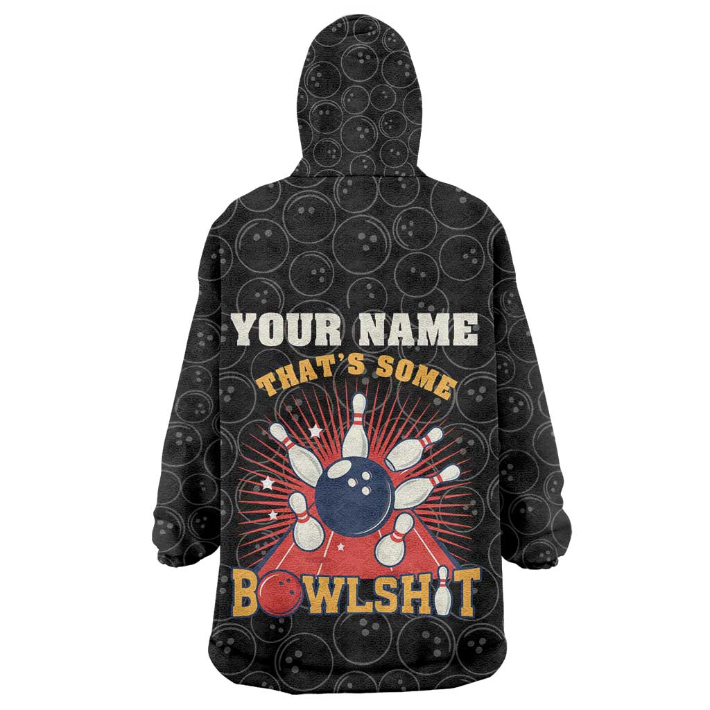 Flaming Bowling Ball Wearable Blanket Hoodie with Strike Explosion and Funny Quote Graphic on Bowling - Wonder Print Shop