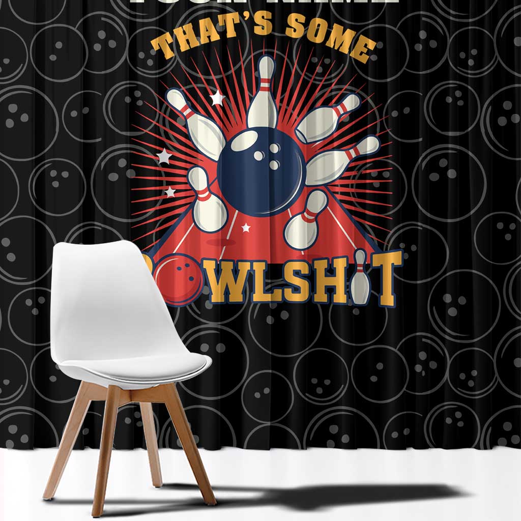 Flaming Bowling Ball Window Curtain with Strike Explosion and Funny Quote Graphic on Bowling - Wonder Print Shop
