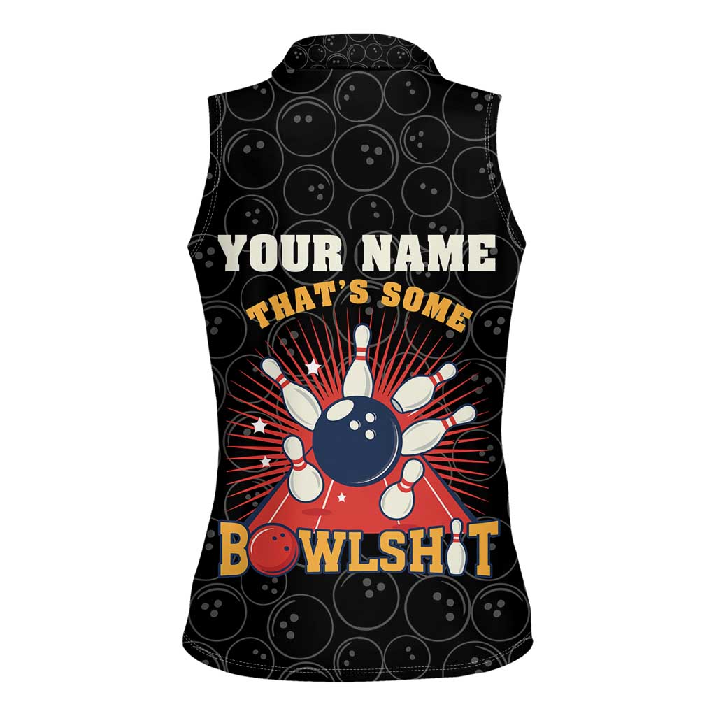 Flaming Bowling Ball Women Sleeveless Polo Shirt with Strike Explosion and Funny Quote Graphic on Bowling - Wonder Print Shop