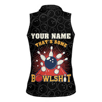 Flaming Bowling Ball Women Sleeveless Polo Shirt with Strike Explosion and Funny Quote Graphic on Bowling - Wonder Print Shop