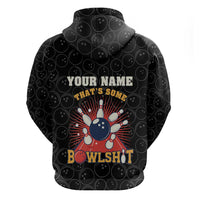 Flaming Bowling Ball Zip Hoodie with Strike Explosion and Funny Quote Graphic on Bowling - Wonder Print Shop