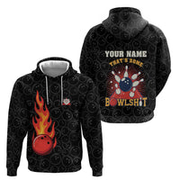Flaming Bowling Ball Zip Hoodie with Strike Explosion and Funny Quote Graphic on Bowling - Wonder Print Shop