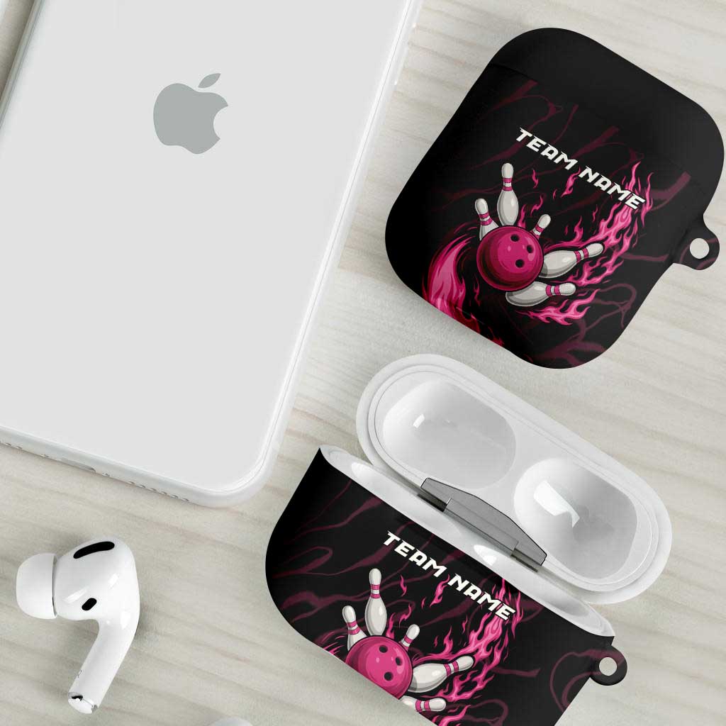 Pink Flaming Bowling Ball and Pins AirPods Case with Lightning Effect Graphic Design - Wonder Print Shop
