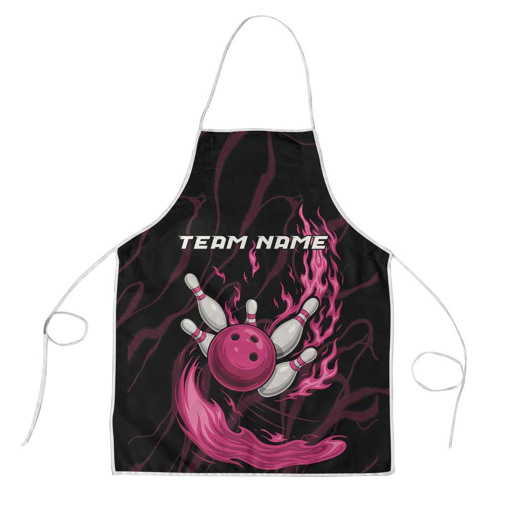 Pink Flaming Bowling Ball and Pins Apron with Lightning Effect Graphic Design - Wonder Print Shop