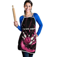 Pink Flaming Bowling Ball and Pins Apron with Lightning Effect Graphic Design - Wonder Print Shop