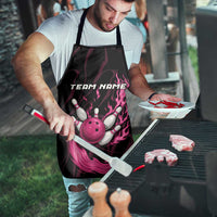 Pink Flaming Bowling Ball and Pins Apron with Lightning Effect Graphic Design - Wonder Print Shop