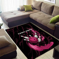 Pink Flaming Bowling Ball and Pins Area Rug with Lightning Effect Graphic Design - Wonder Print Shop
