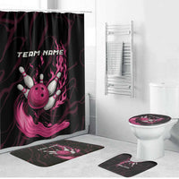 Pink Flaming Bowling Ball and Pins Bathroom Set with Lightning Effect Graphic Design - Wonder Print Shop