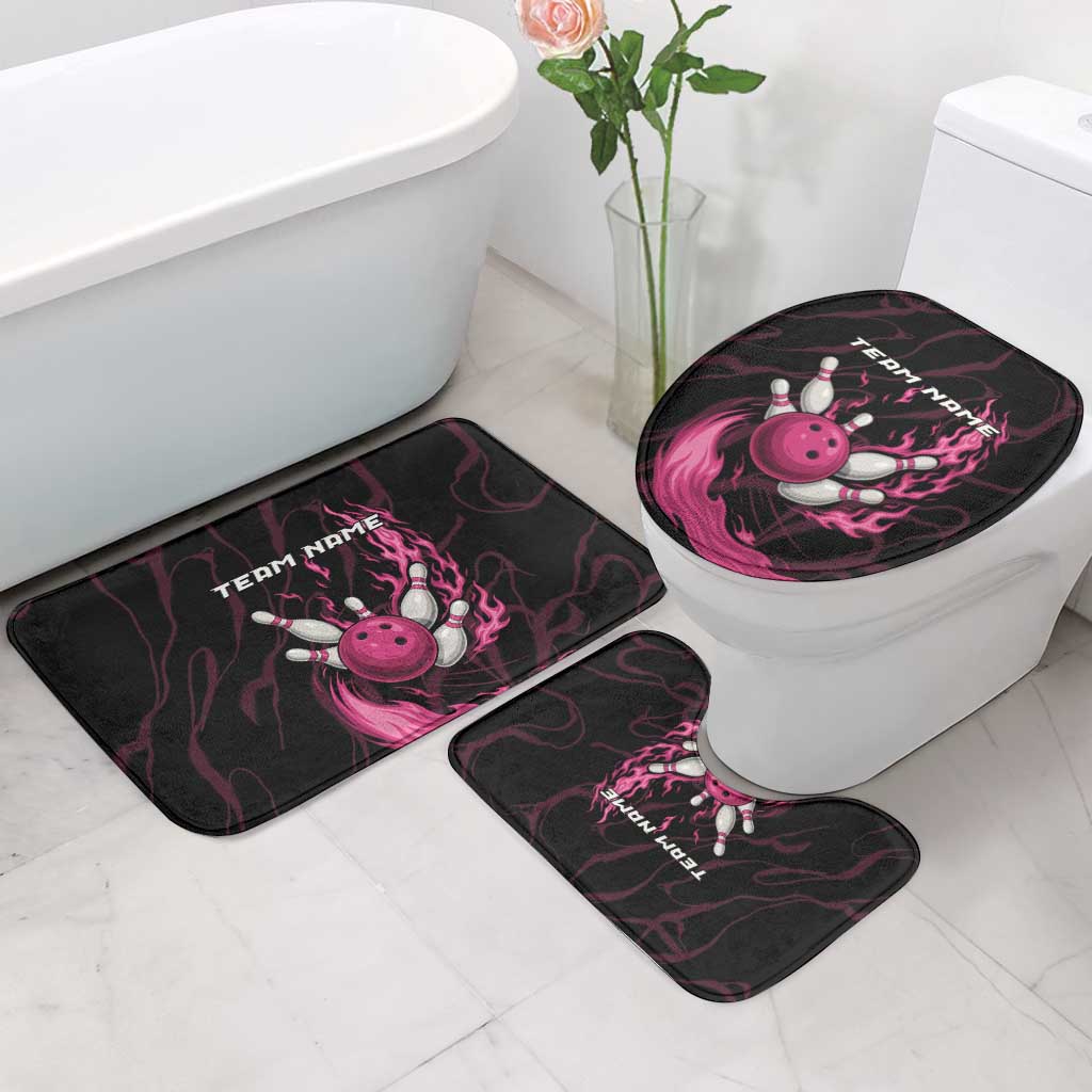 Pink Flaming Bowling Ball and Pins Bathroom Set with Lightning Effect Graphic Design - Wonder Print Shop