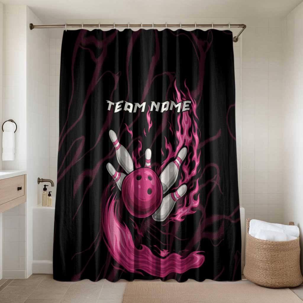 Pink Flaming Bowling Ball and Pins Bathroom Set with Lightning Effect Graphic Design - Wonder Print Shop
