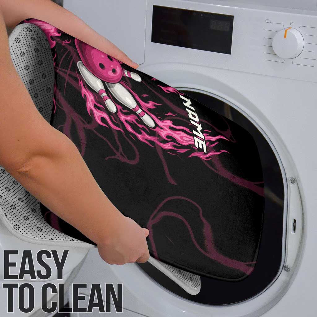 Pink Flaming Bowling Ball and Pins Bathroom Set with Lightning Effect Graphic Design - Wonder Print Shop