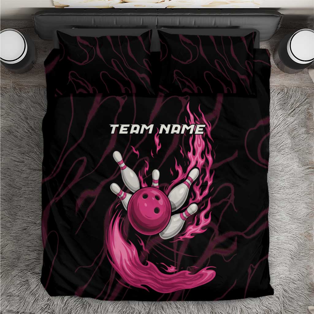 Pink Flaming Bowling Ball and Pins Bedding Set with Lightning Effect Graphic Design - Wonder Print Shop