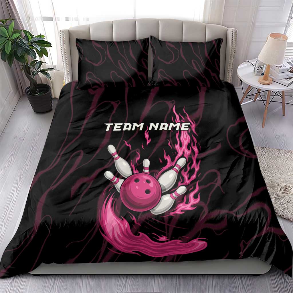 Pink Flaming Bowling Ball and Pins Bedding Set with Lightning Effect Graphic Design - Wonder Print Shop