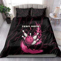 Pink Flaming Bowling Ball and Pins Bedding Set with Lightning Effect Graphic Design - Wonder Print Shop