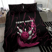 Pink Flaming Bowling Ball and Pins Bedding Set with Lightning Effect Graphic Design - Wonder Print Shop