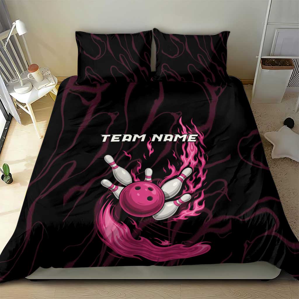 Pink Flaming Bowling Ball and Pins Bedding Set with Lightning Effect Graphic Design - Wonder Print Shop