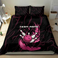 Pink Flaming Bowling Ball and Pins Bedding Set with Lightning Effect Graphic Design - Wonder Print Shop