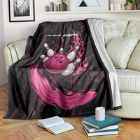Pink Flaming Bowling Ball and Pins Blanket with Lightning Effect Graphic Design - Wonder Print Shop